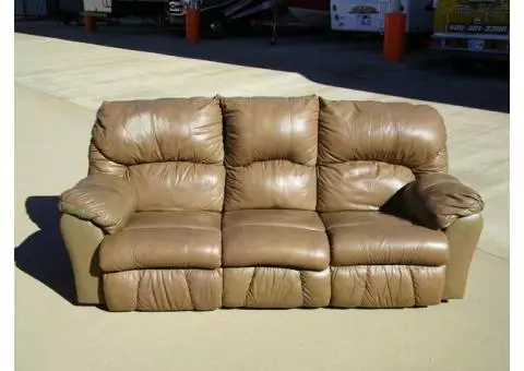 Leather couch with recliners